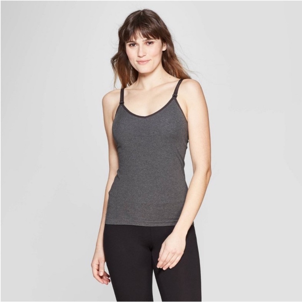 *Auden Women's Heather Gray V Neck Lightly Padded Nursing Cami #IH